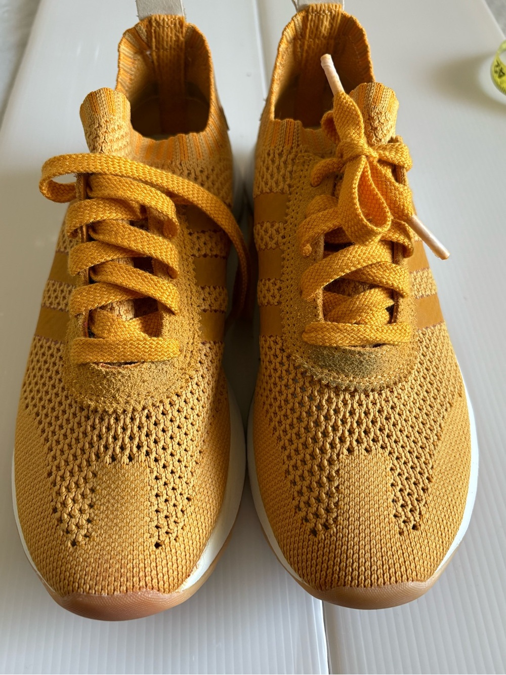Women’s Knit Lace-Up Sneaker - Mustard Yellow